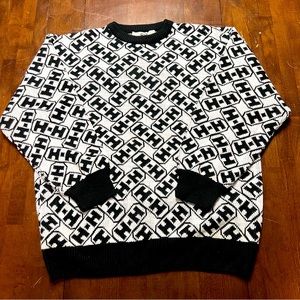 Vintage H•H Sweater XL 100% acrylic Double H Pattern